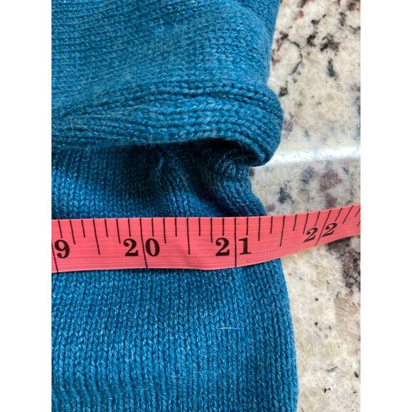 Vintage Izod Womens  Sweater Medium Teal VNeck Cotton Blend Preppy Academia - Picture 11 of 11